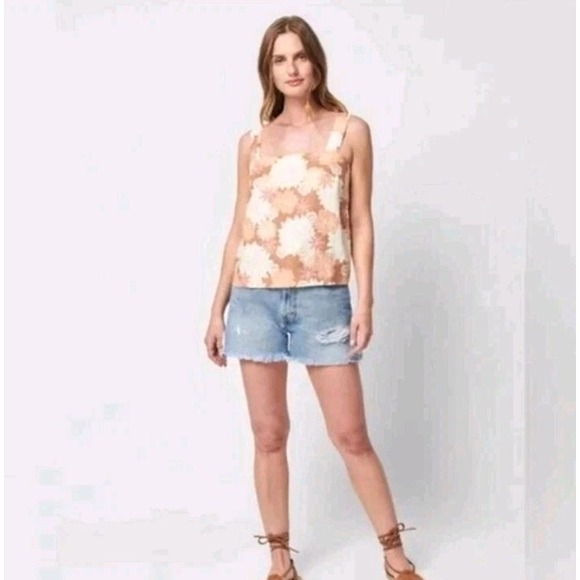 Faherty Tops - Faherty Women's Sands Linen Tank in Warm Jicaro Island | EUC | Sz Medium